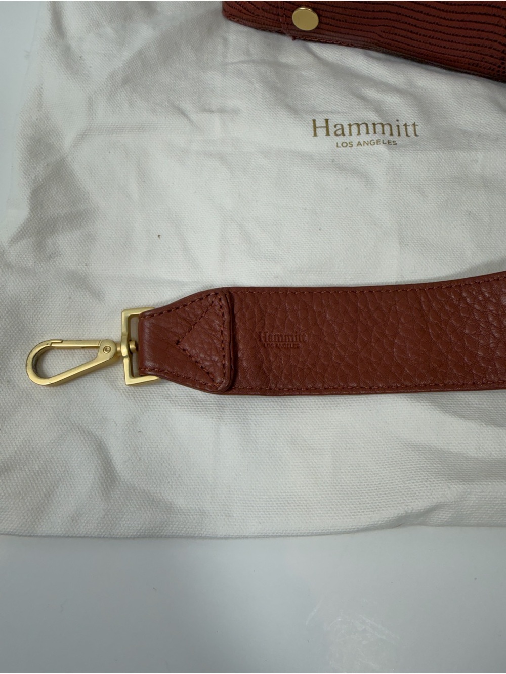 Hammitt Daniel Leather Satchel Crossbody Bag Cognac Lizard Gold - Picture 3 of 11